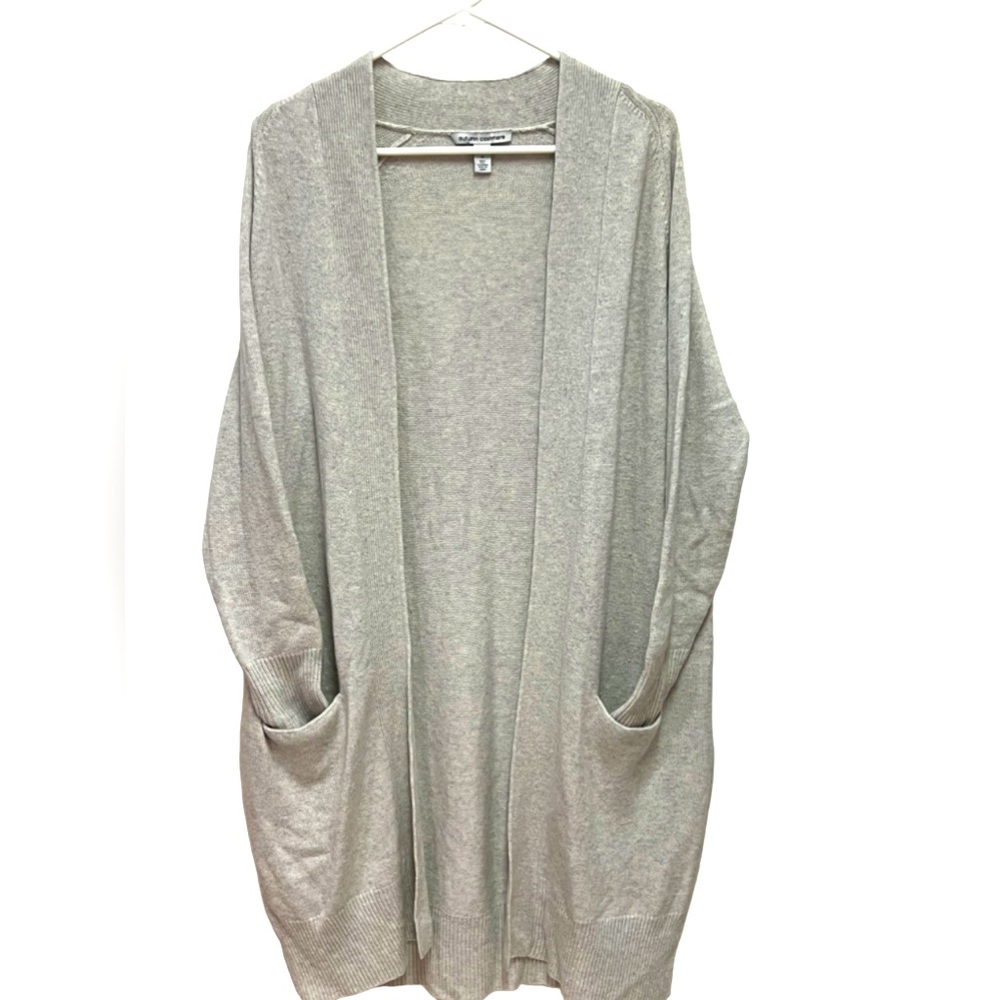 Autumn Cashmere 100% Cashmere open front duster cardigan front pockets oatmeal M